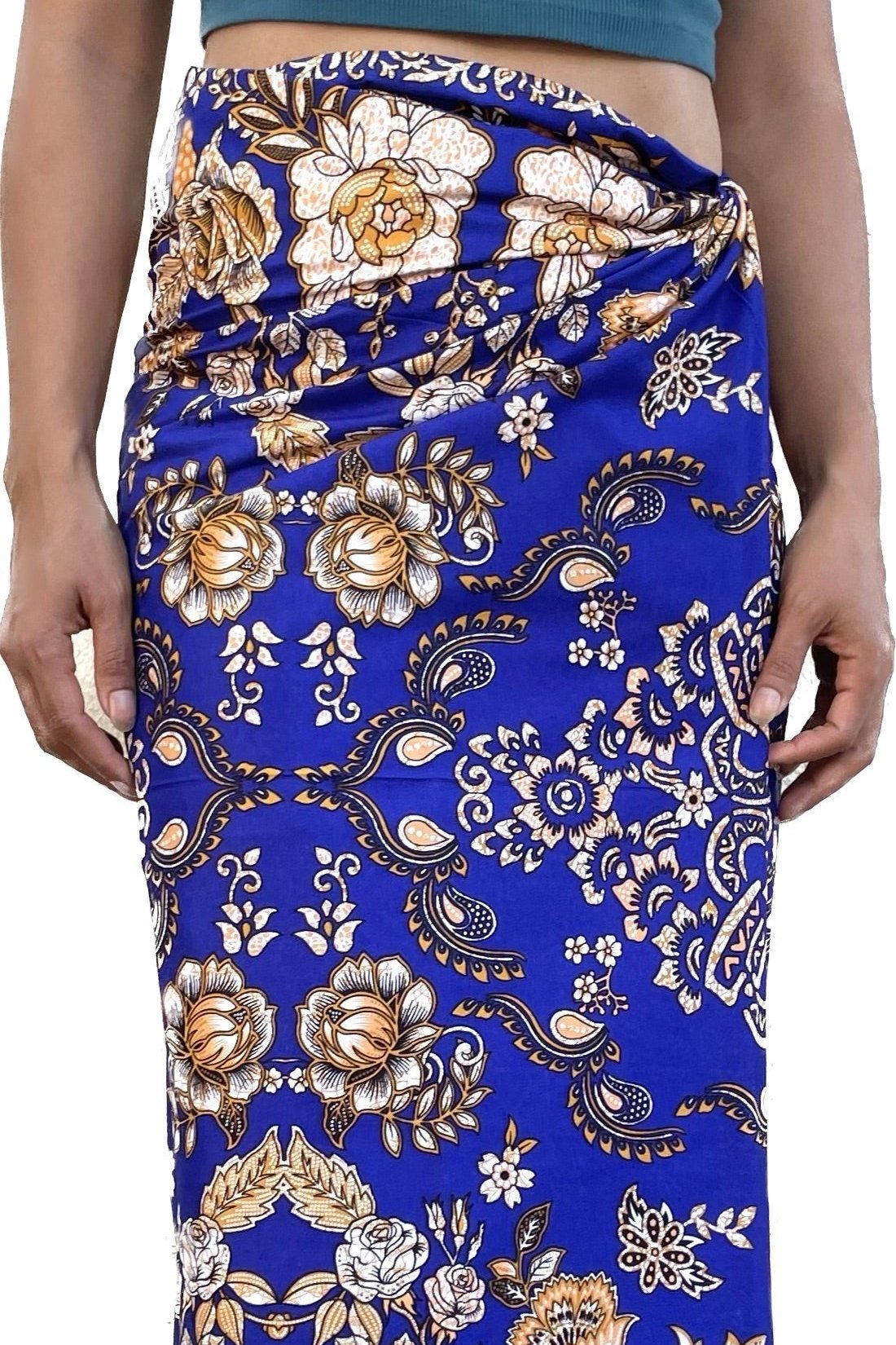 A Sarong Blue Khmer Sarong Thai , Loa Sarong (Batik) Asian wrap clothes for man and woman, Cambodian Skirt, One size fits all