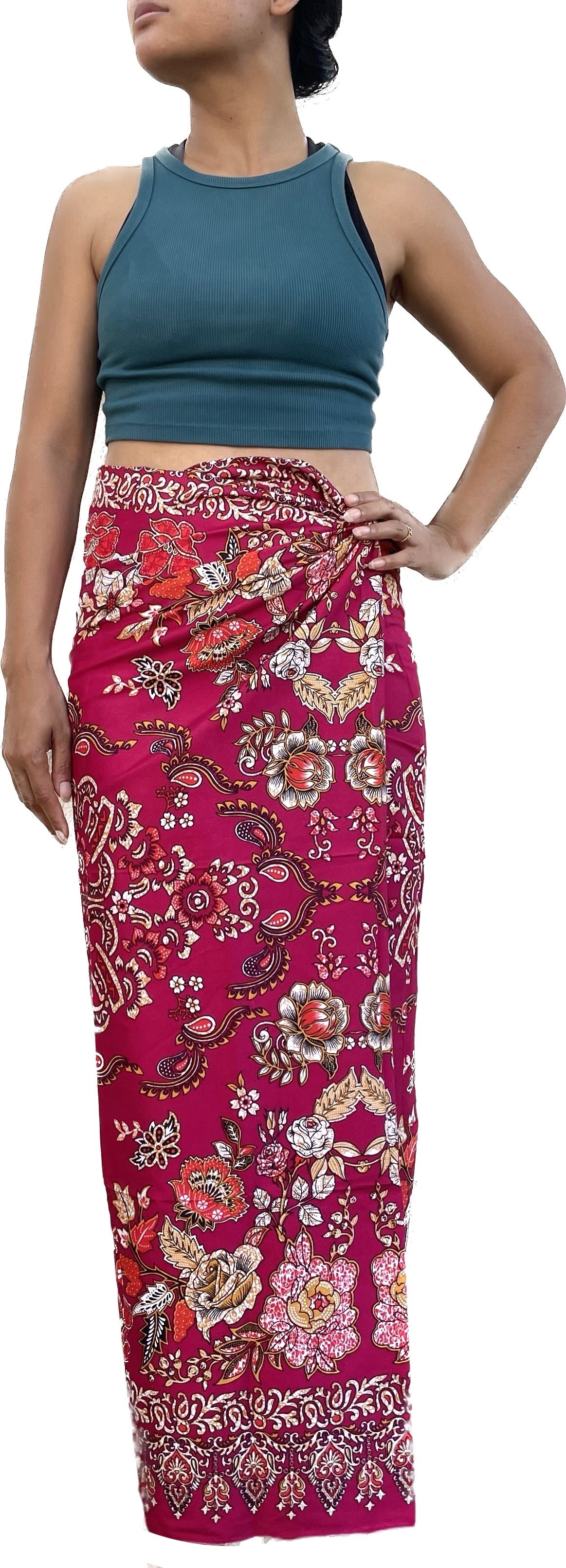 Dark red Sarong khmerThai , Loa Sarong (Batik) Asian warp clothes for man and women, Cambodian Skirt, one size fits all